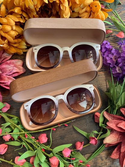 Gradients Faux Bone Frame Sunglasses with Case - La De Da