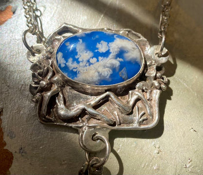 Cloudy Day Plume Agate Necklace* - La De Da