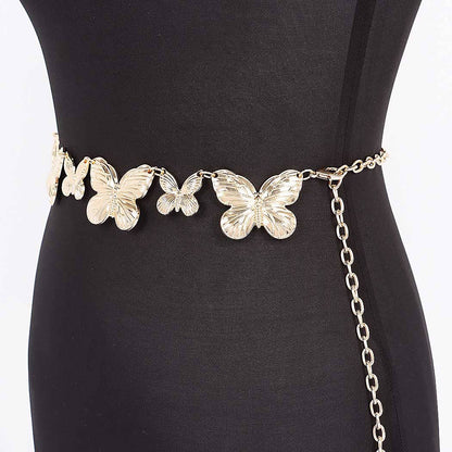 Multi Butterfly Chain Belt - Gold