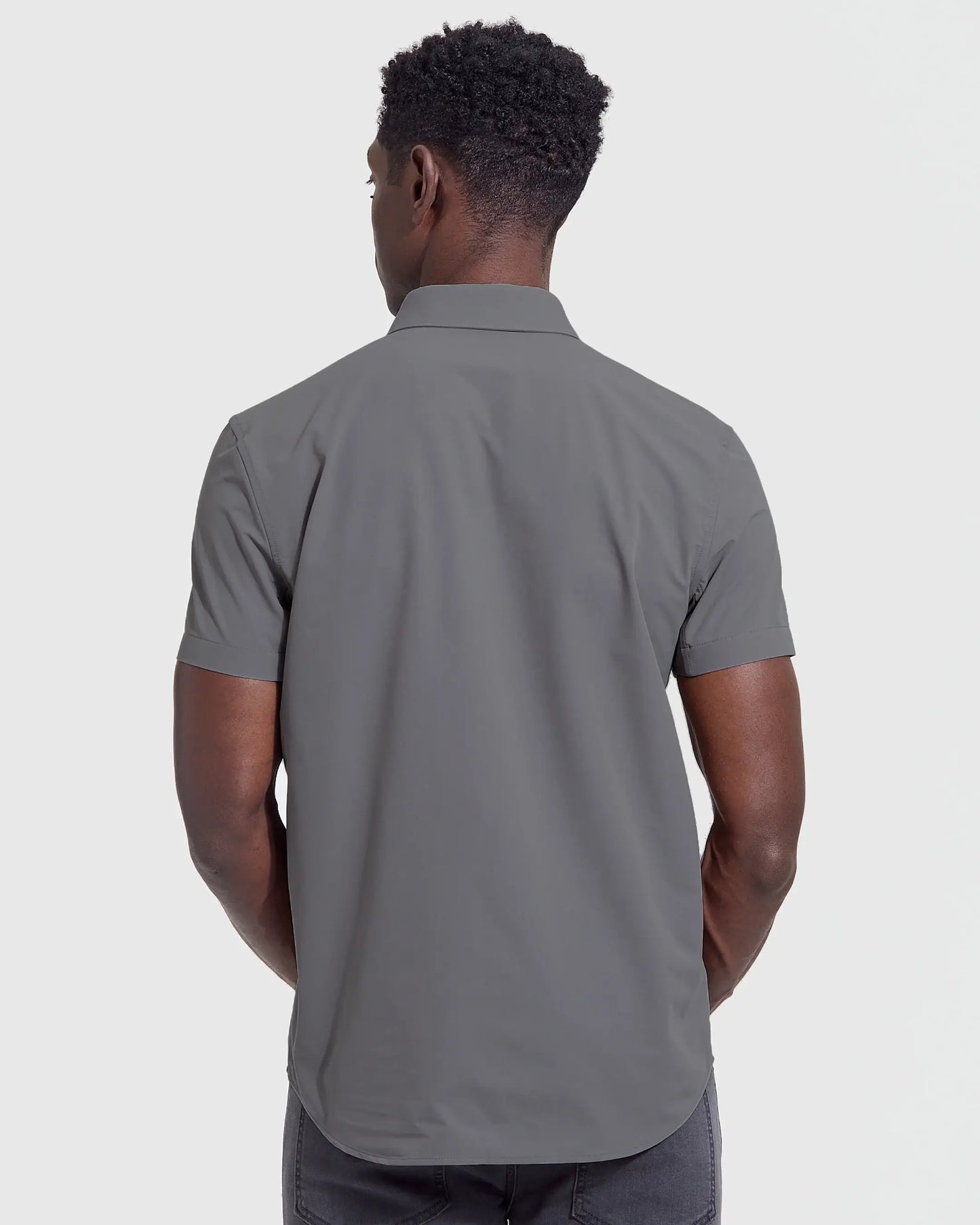 Mens Carbon Commuter Short Sleeve Button Up - Grey