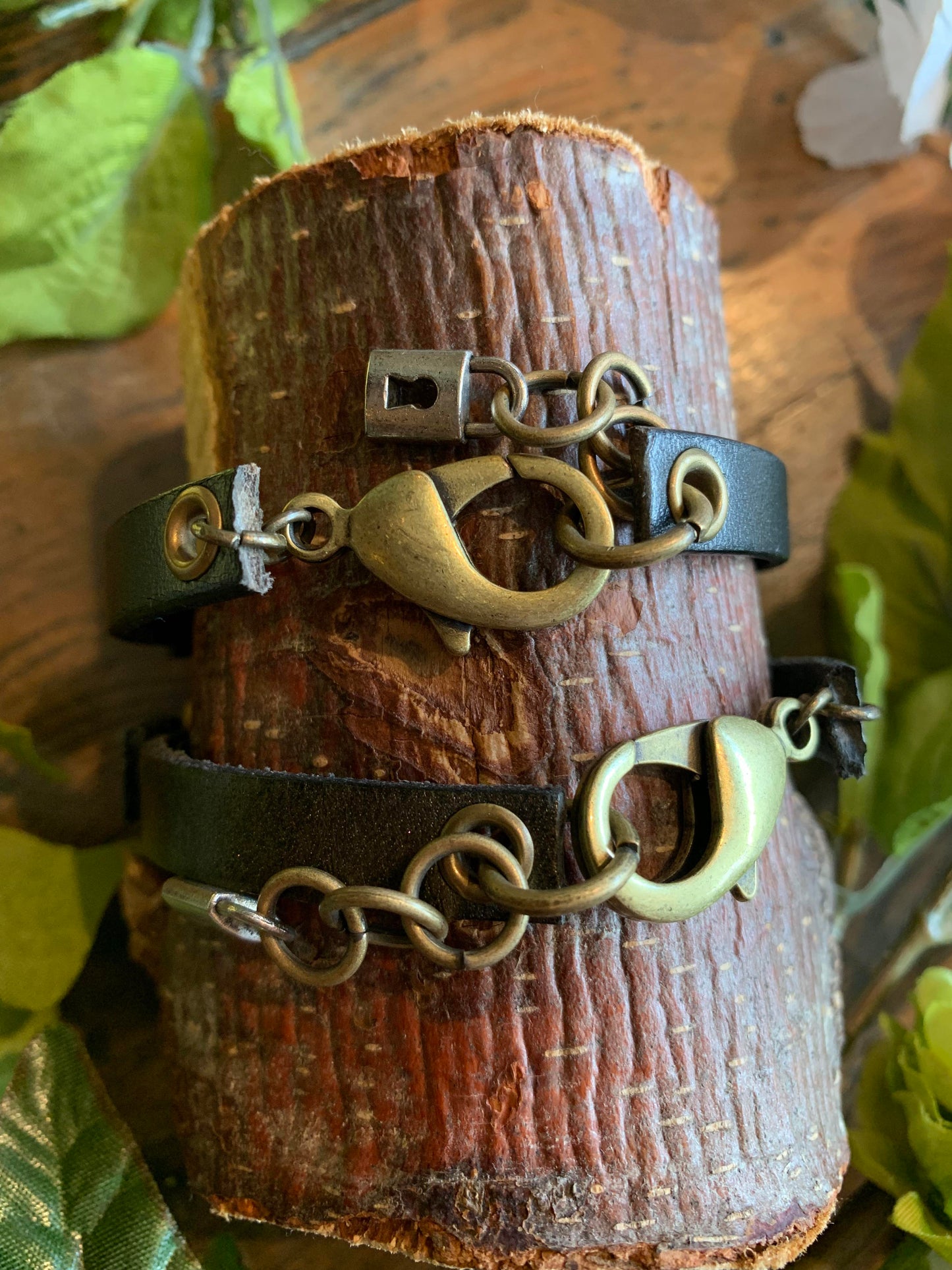 Hand Cast Bronze & Leather Bracelet - La De Da