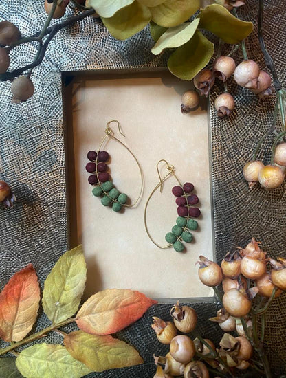 Wine & Olive Kantha Bead Earrings - La De Da