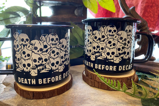 Death Before Decaf Enamel Mug - La De Da