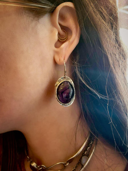 Oval Amethyst Fine Silver Earrings* - La De Da