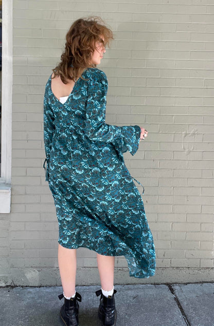 Jewel Teal Floral Wrap Dress - La De Da