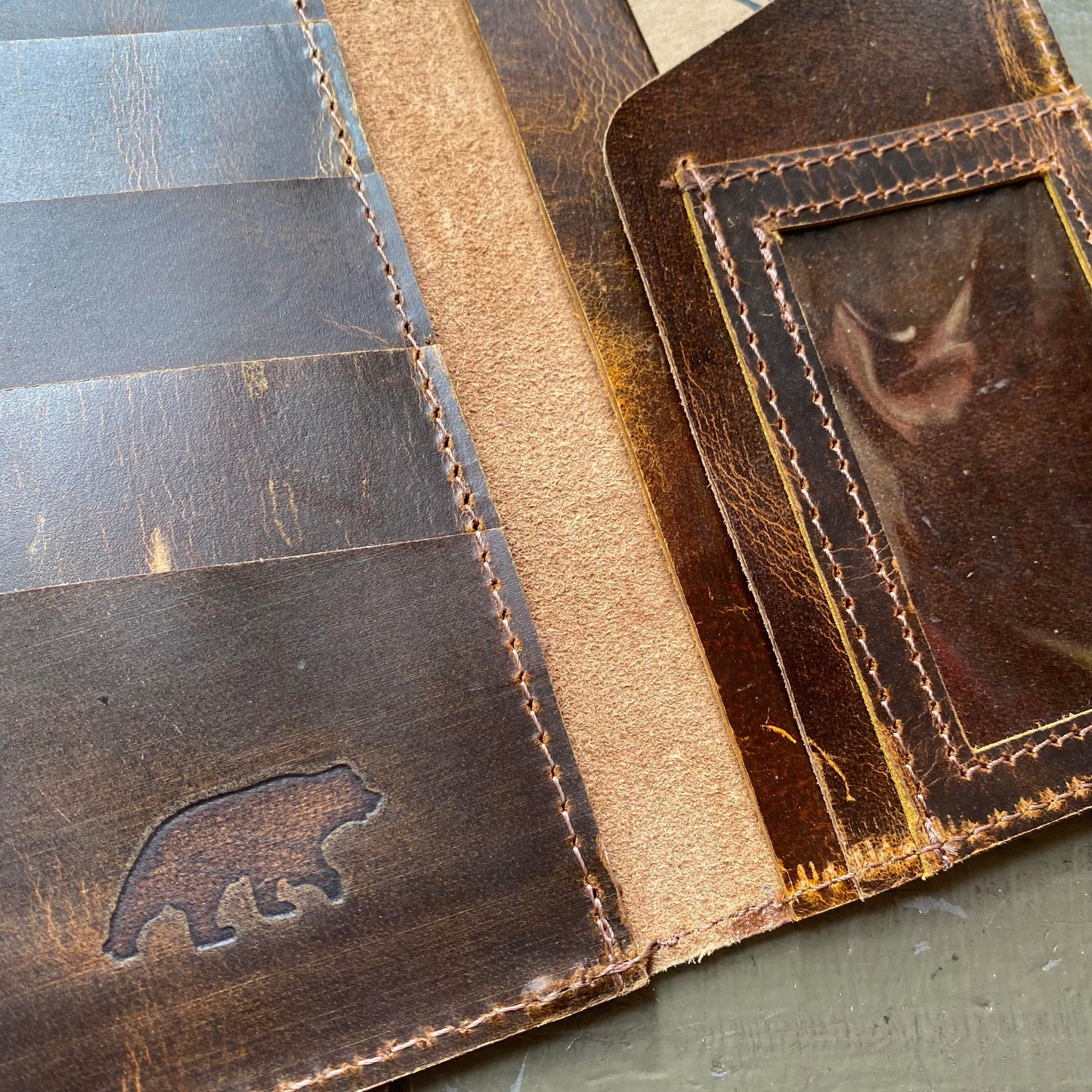 Antique Brown Leather Checkbook Wallet - La De Da