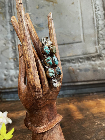 Turqouise Blooms Tibetian Silver Ring - La De Da