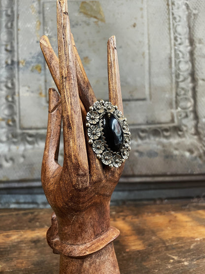 Floral Onyx OOAK Ring - La De Da