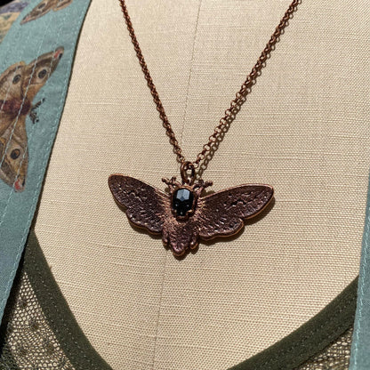 Death's Head Hawkmoth Necklace - Hematite Skull - La De Da