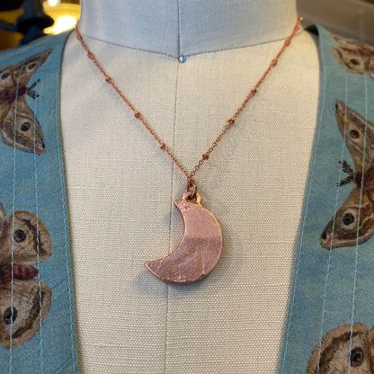 Blue Sea Sediment Imperial Jasper Crescent Moon Necklace - La De Da