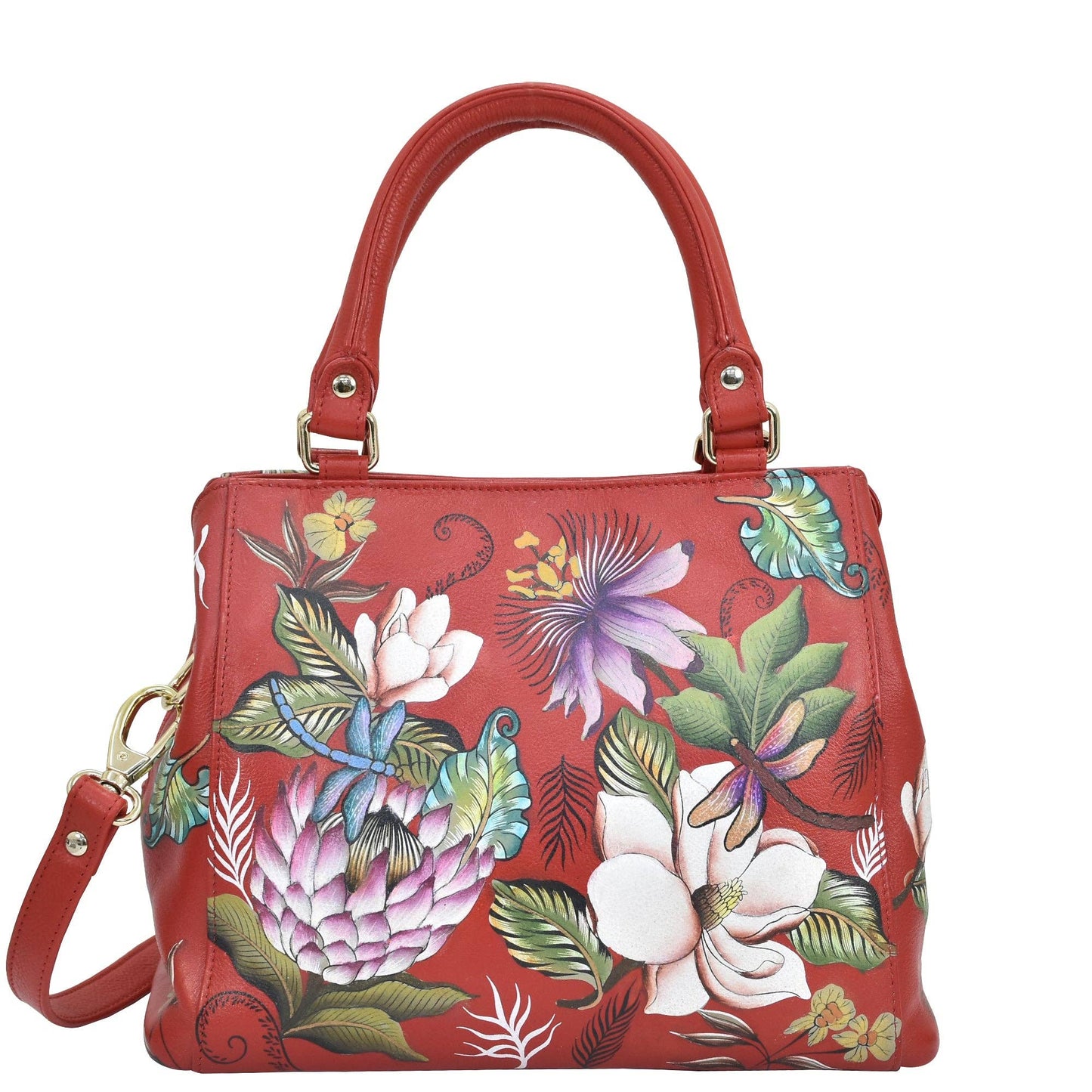 Hand-painted Leather Multi-Compartment Satchel