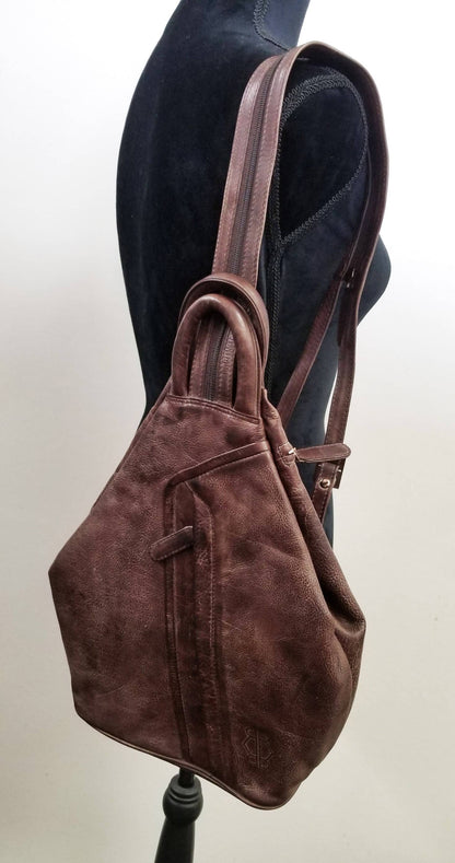 Leather Convertible Sling Backpack