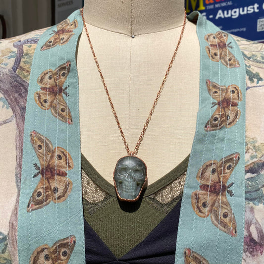 Labradorite Carved Skull Necklace - La De Da