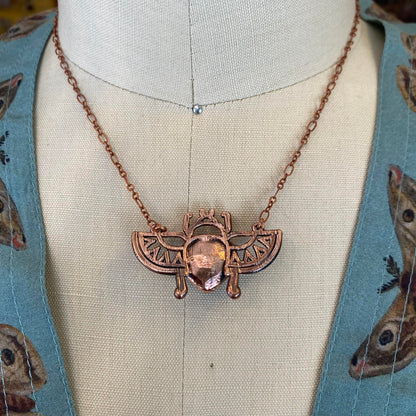 Labradorite Egyptian Scarab Beetle Necklace - La De Da