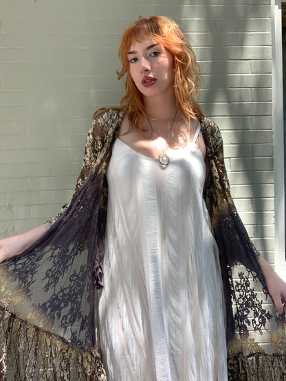 Gold & Black Scalloped Lace Duster - La De Da