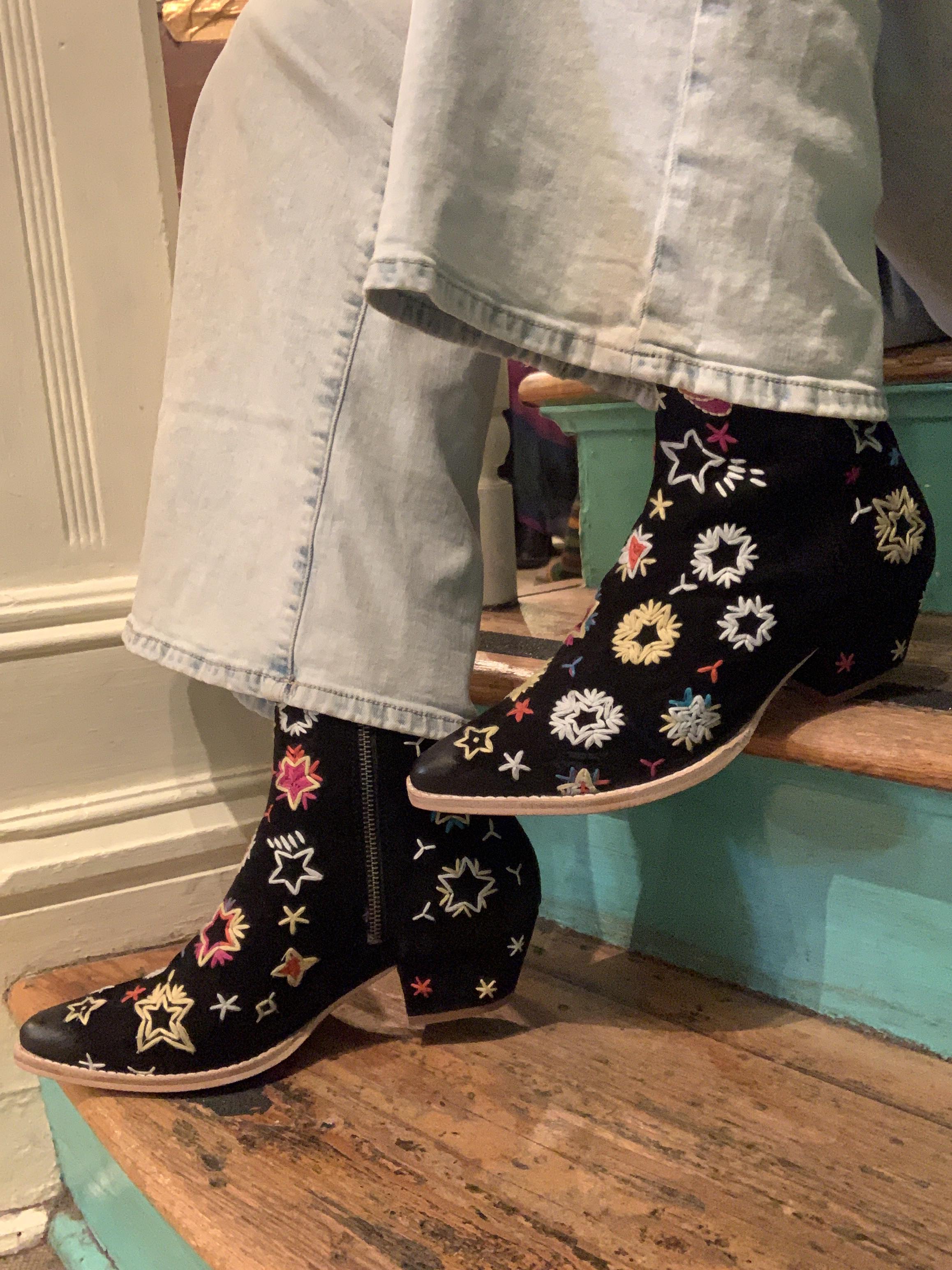 Embroidered bootie hot sale