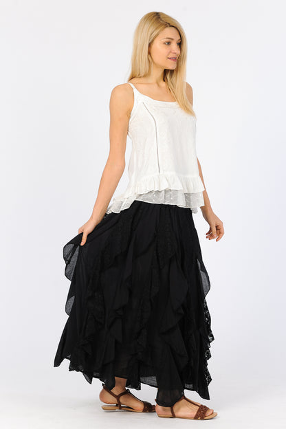 Black Lace Ruffle Skirt