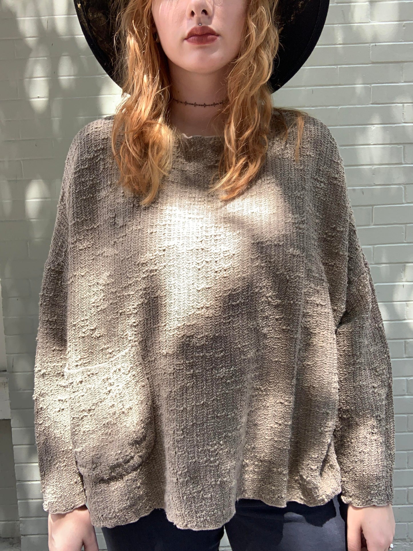Slouchy Knit Pullover - Natural - La De Da