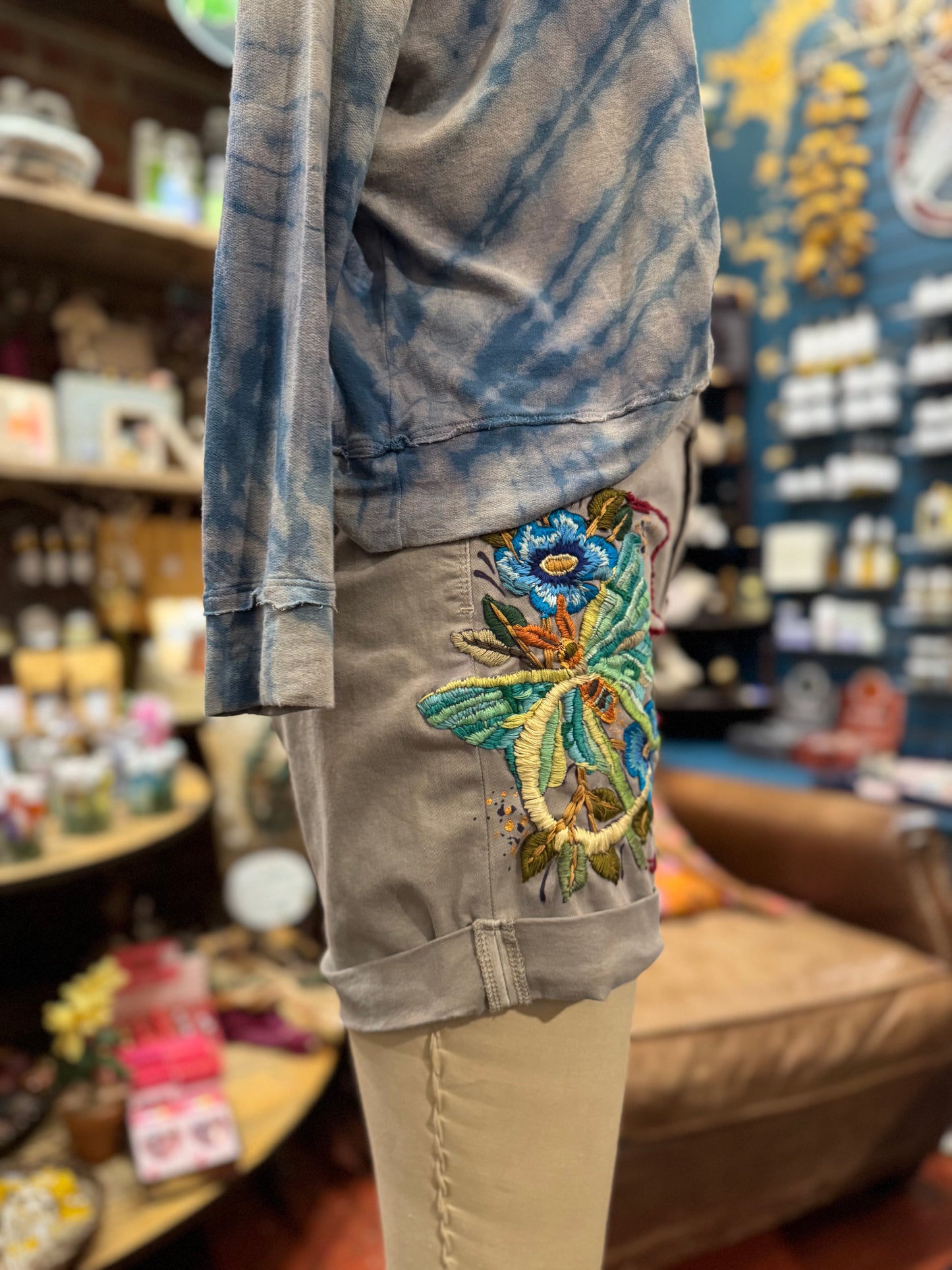 Embroidered Bird & Moth Charlie B Shorts -Debi Samuels*