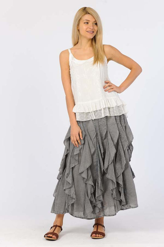 Grey Lace Ruffle Skirt