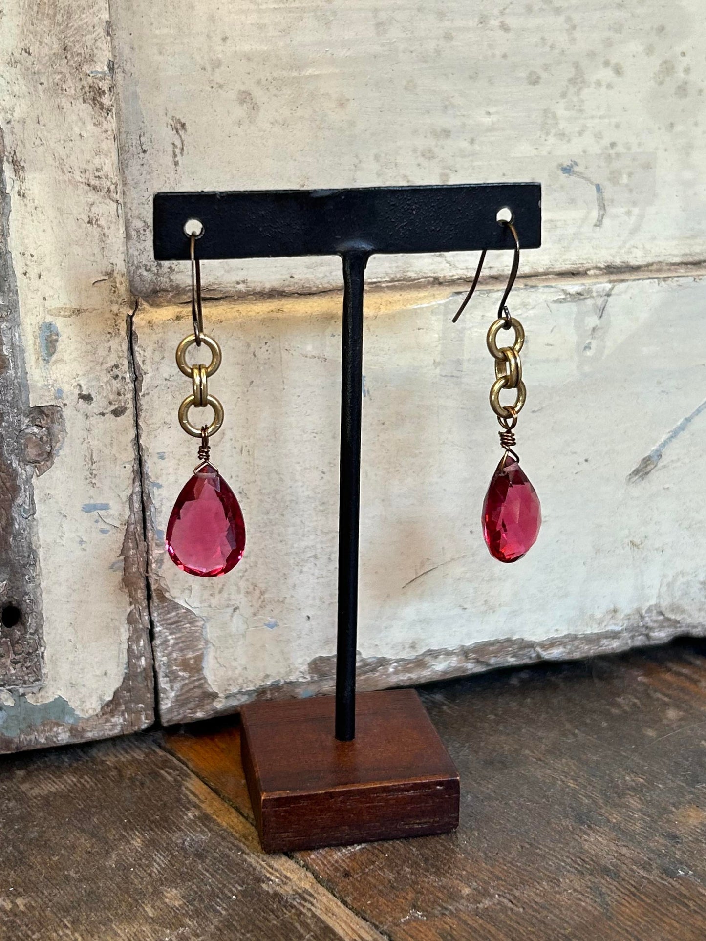 Pear Faceted Pink Rubellite Earrings - La De Da