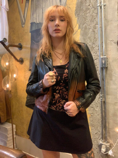 Alica Copper & Black Leather Jacket - La De Da