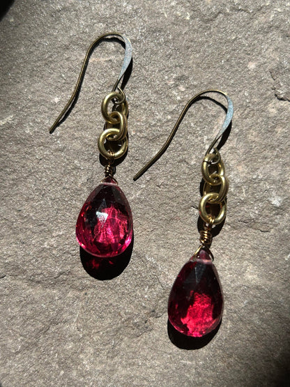 Pear Faceted Pink Rubellite Earrings - La De Da