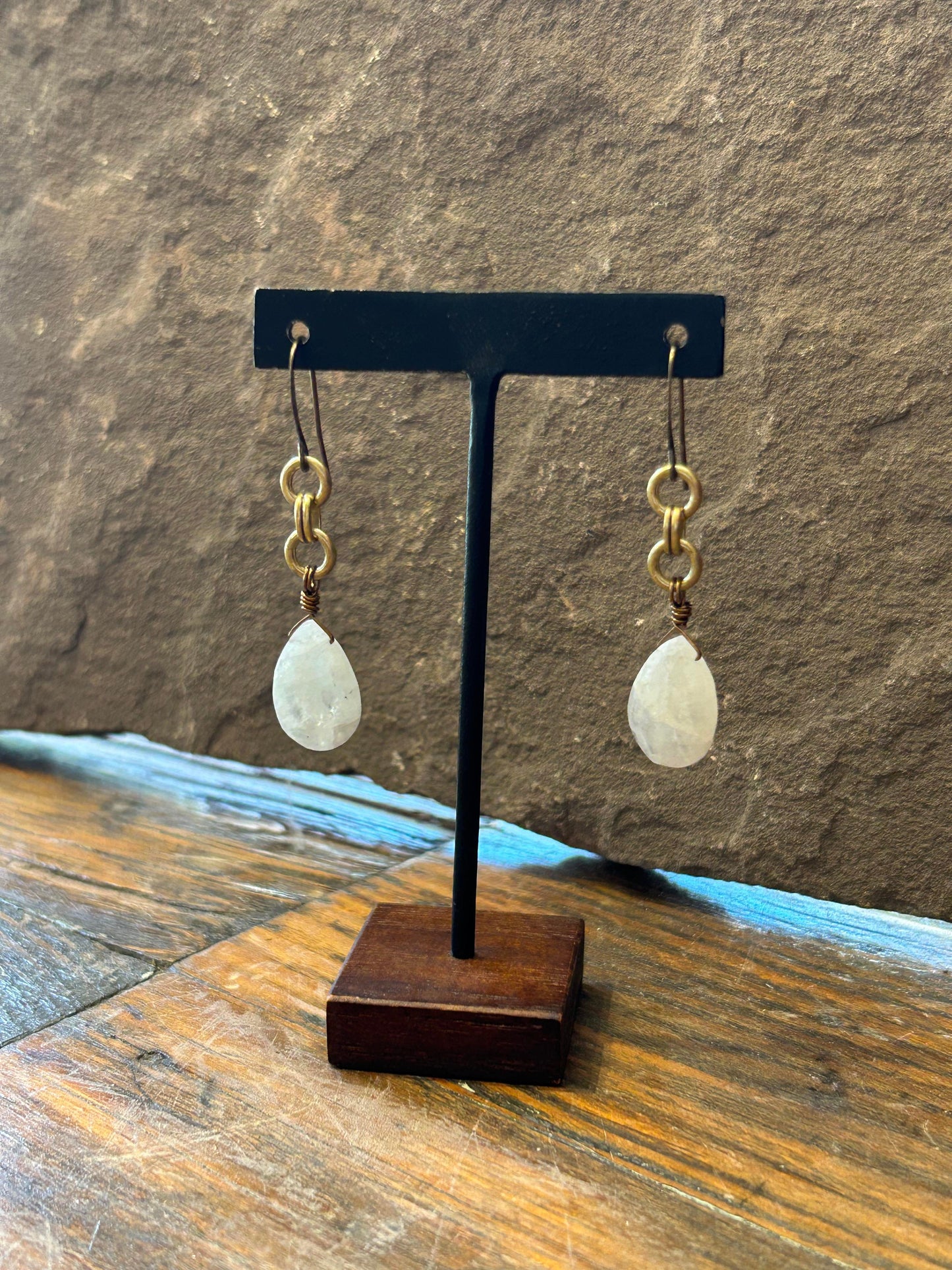Pear Faceted Moonstone Earrings - La De Da