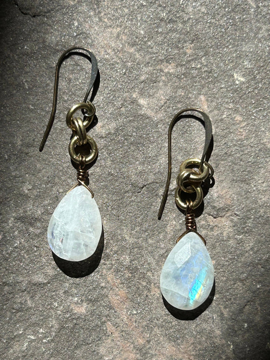 Pear Faceted Moonstone Earrings - La De Da