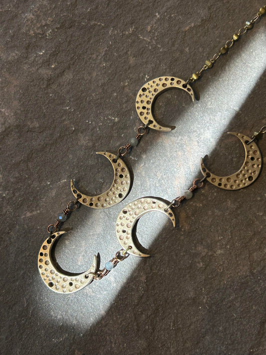 Selene, Multi Crescent Moon Necklace - La De Da