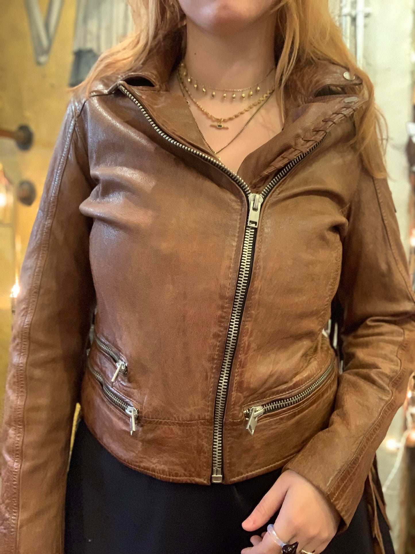Rustic Fringe Leather Jacket - La De Da