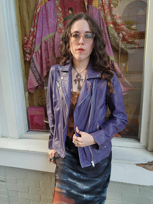 Sofie Purple Leather Jacket - La De Da