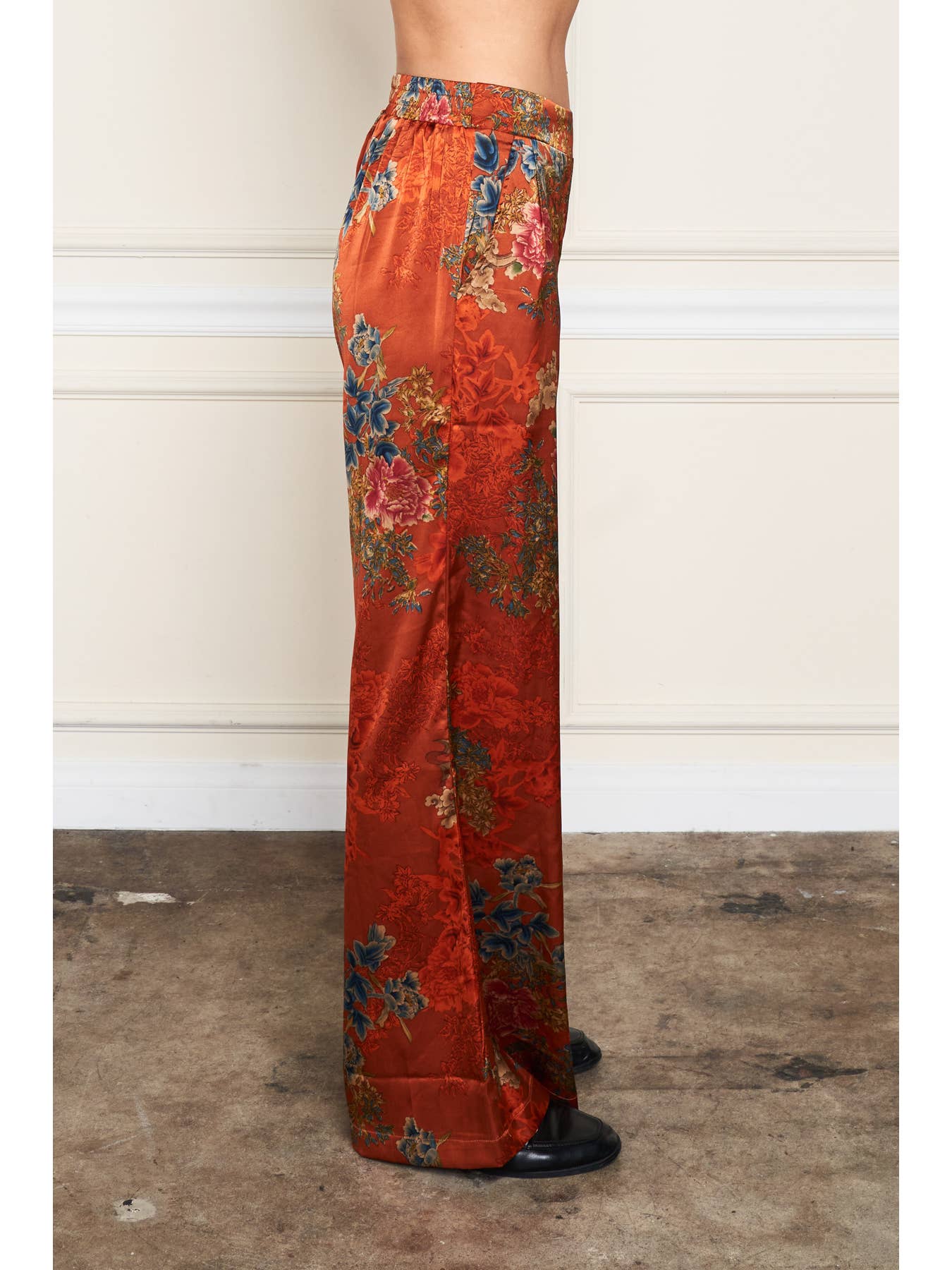 Satin Palazzo Pant - Rust Print