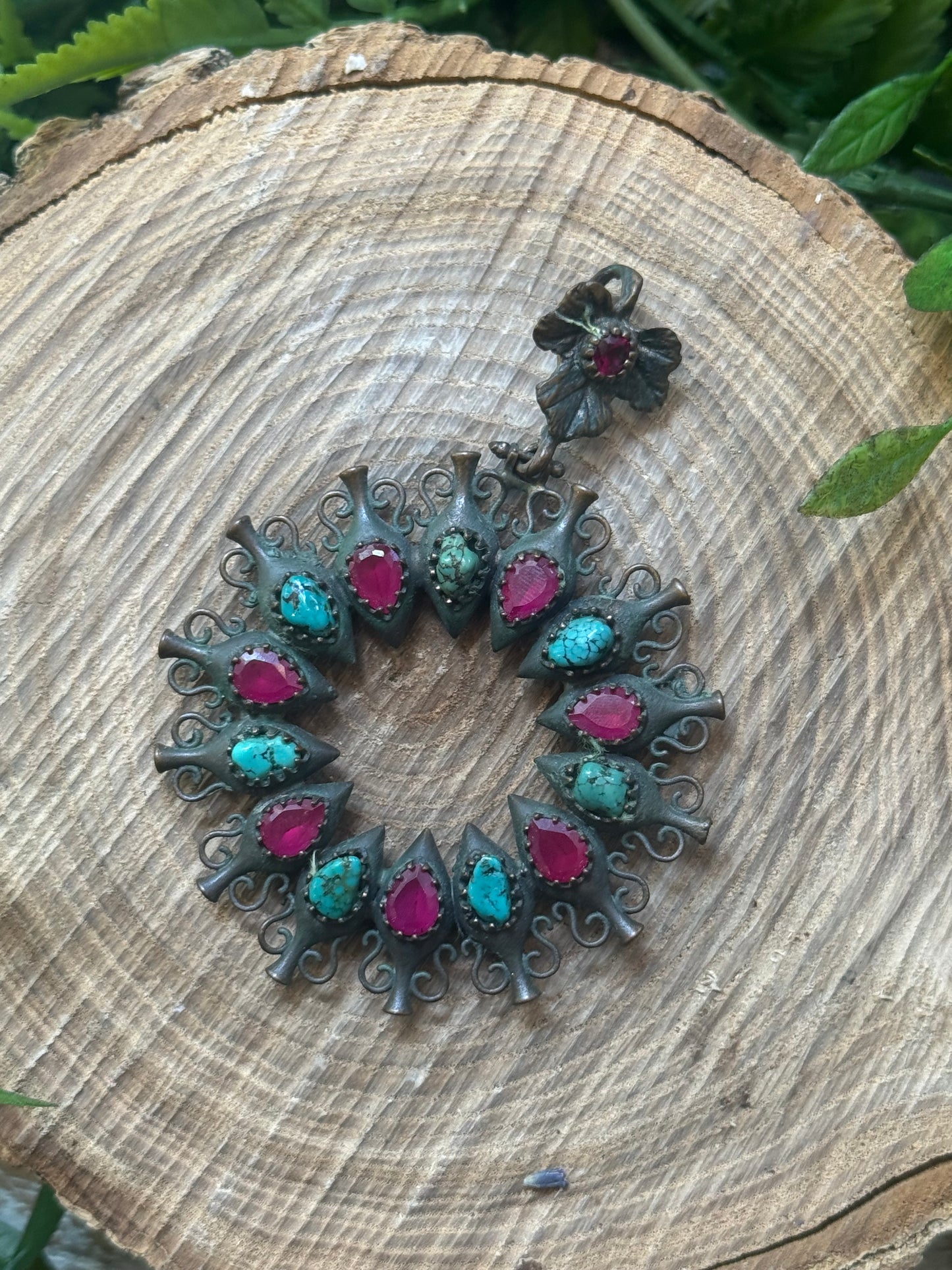 Ruby & Turquoise Urn Pendant