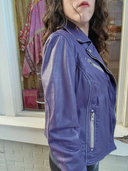 Sofie Purple Leather Jacket - La De Da