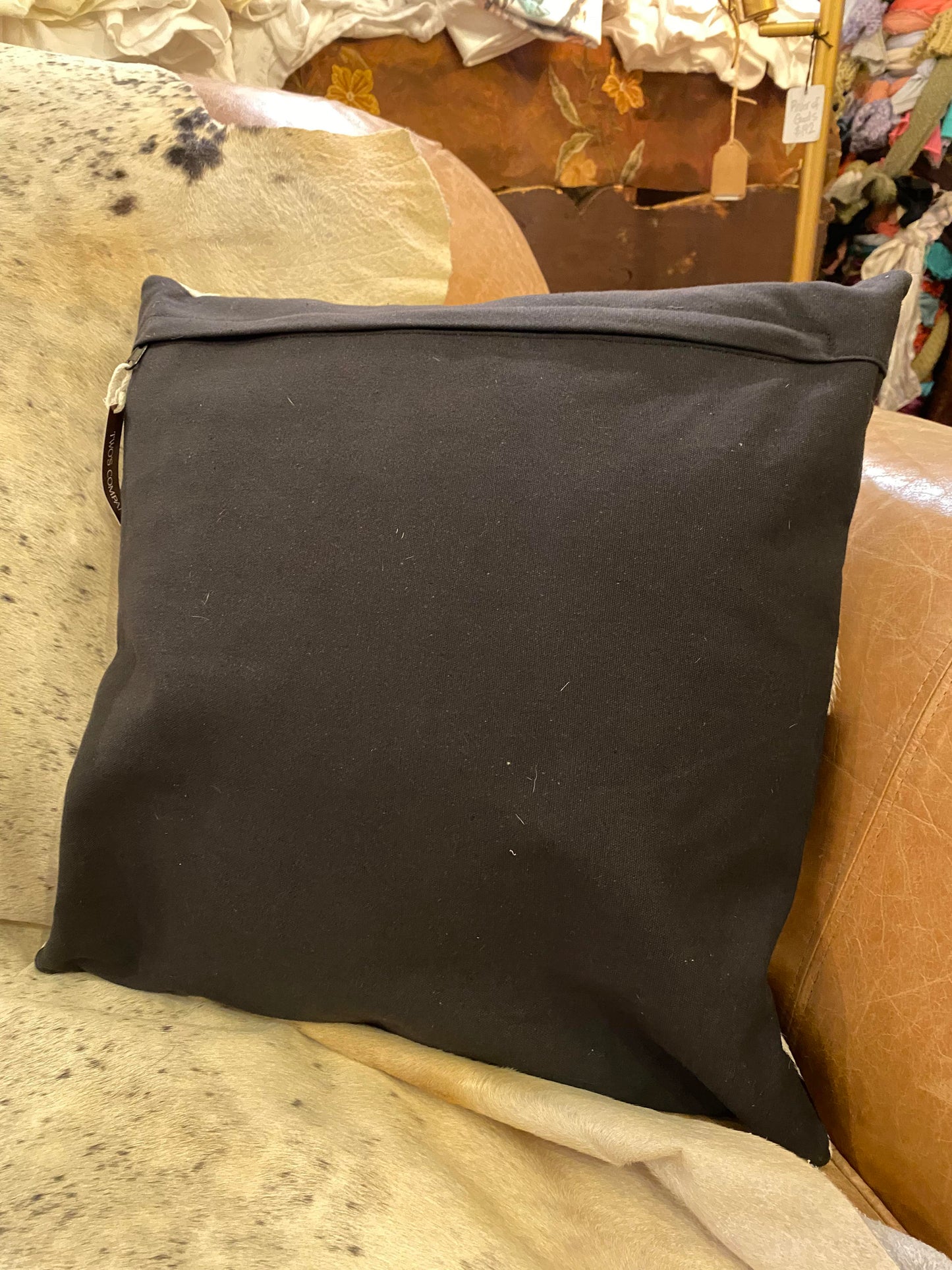 Square Cowhide Pillow - Black and White - La De Da