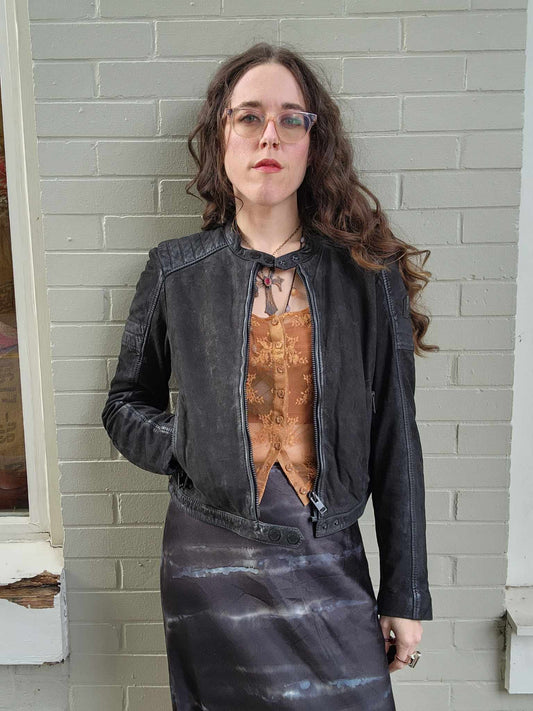 Anya Black Nubuck Leather Jacket