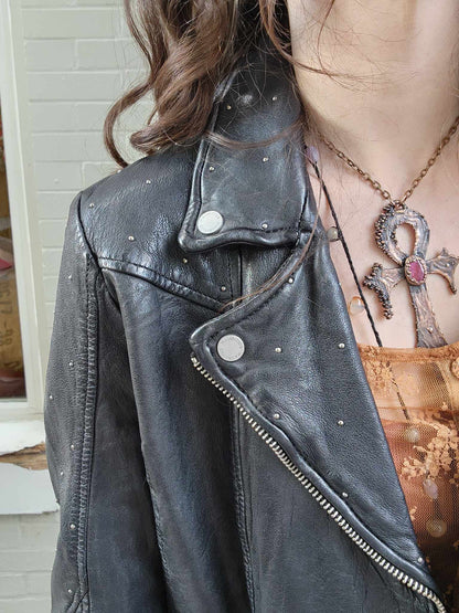 Lela Studded Leather Jacket - La De Da
