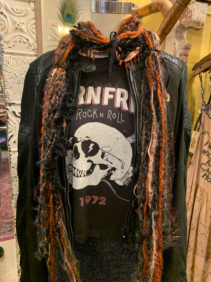 Izzy - Rust & Black Scarf with beads - La De Da