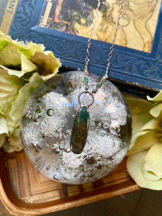 Twisted Ring Moss Agate Necklace* N118 - La De Da