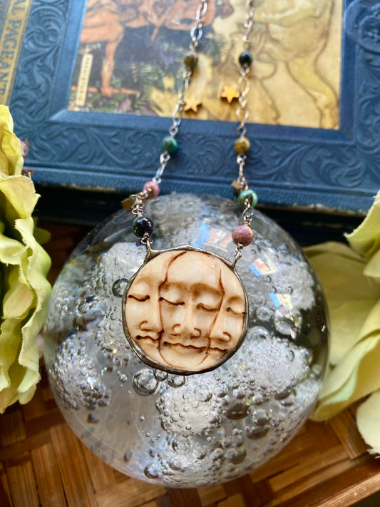 Three-Faced Moon Carved Necklace* N122 - La De Da