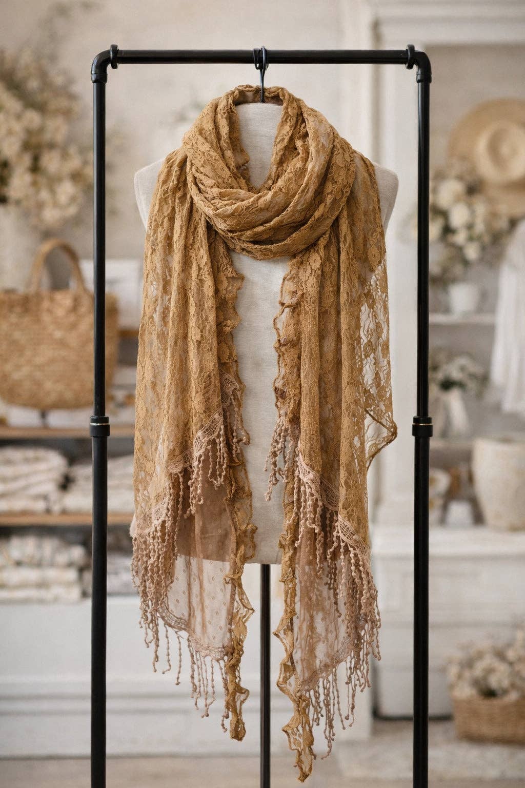 Lace Scarf Shawl – Khaki