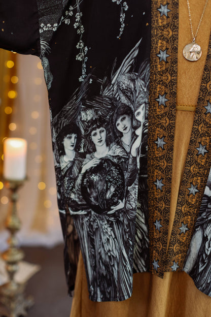 The Guardians Matineé (mid-length) duster w/ angels & moon