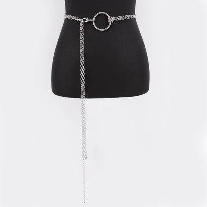 Circle Buckle Layered Chain Waist Belt - SL