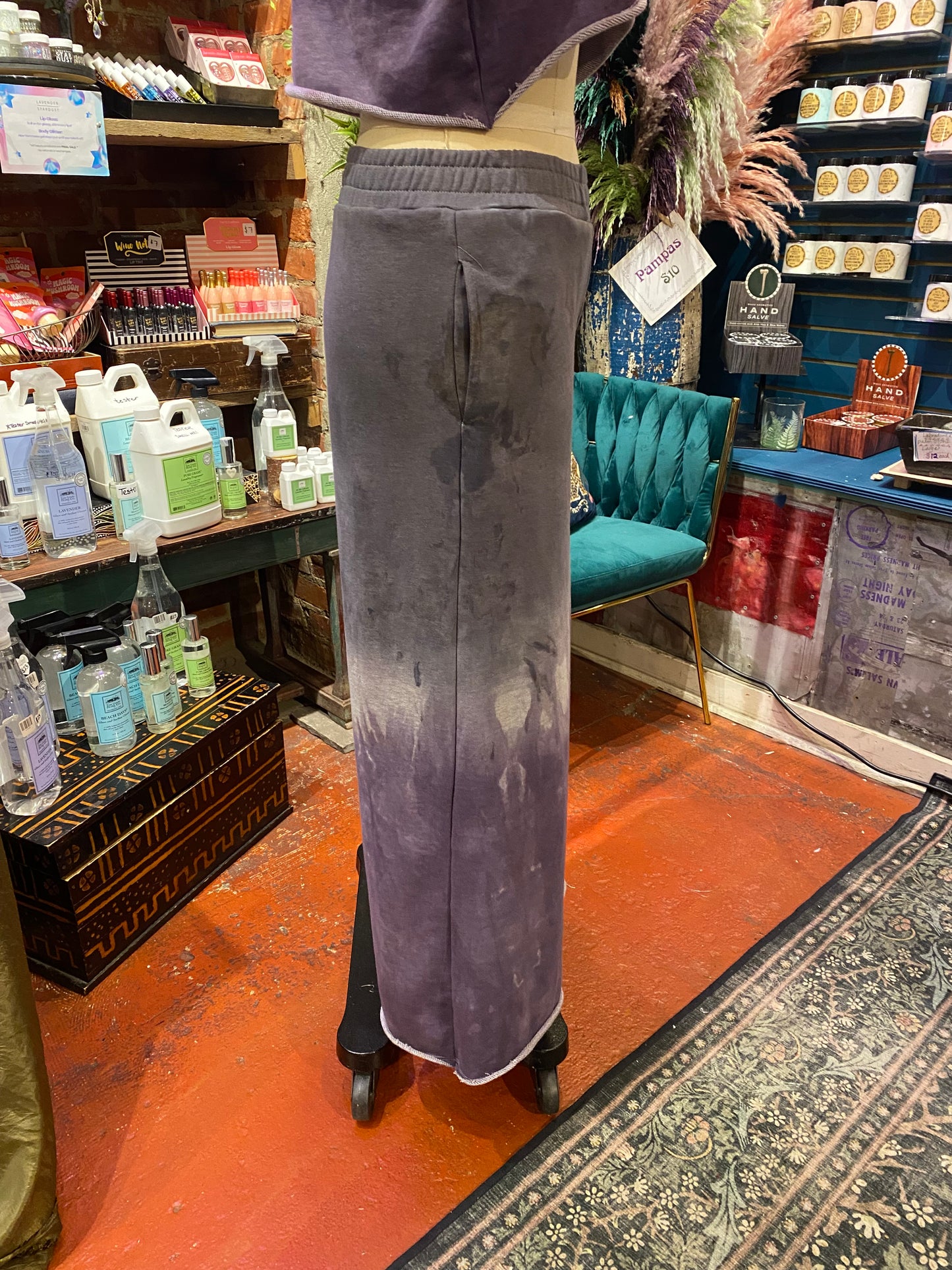 Custom Dyed Wide Leg Sweats - Purple Sky