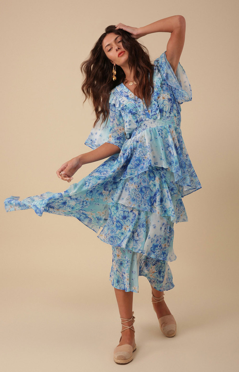 Freya Tiered Maxi Dress - Blue