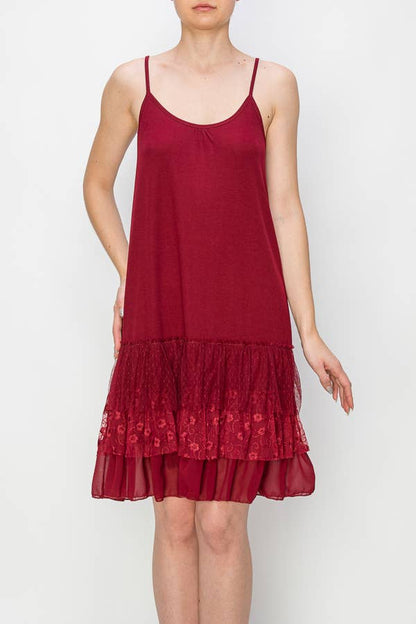 DRESS EXTENDER WITH LACE LAYER - RED