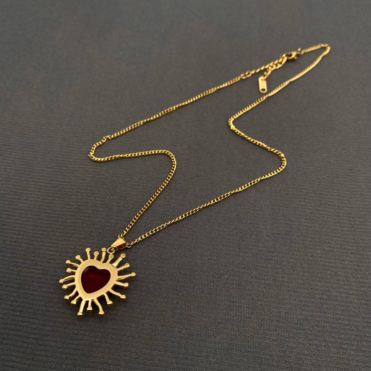 Red Heart 18K Gold Plated Stainless Steel Necklace - FGS