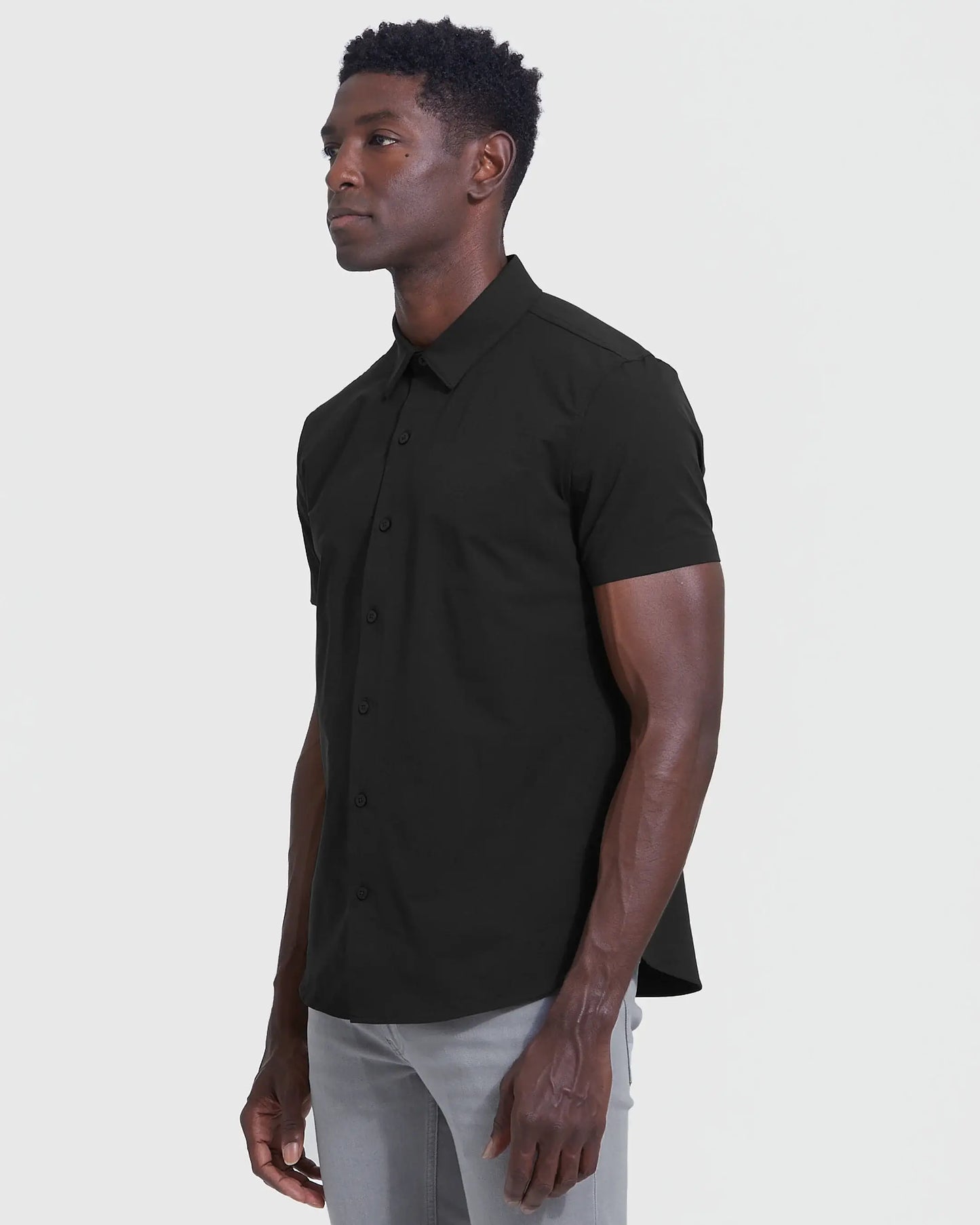 Mens Short Sleeve Button Up Shirt | Commuter | Black