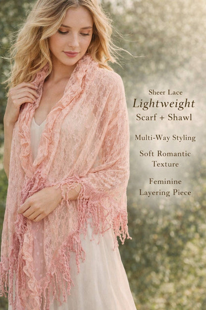 Lace Scarf Shawl –Coral
